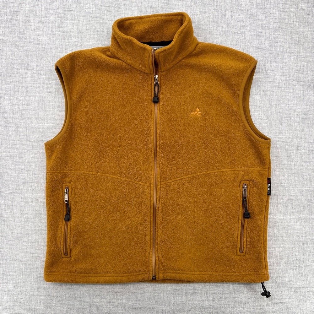 VTG‎ 90s EMS Polartec Fleece Vest Men Large Brown Gold Outdoor Gorpcore Hiking